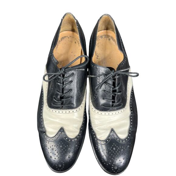 Vintage Salvatore Ferragamo Black White Wingtip Dress Shoe Size 11 D main image 11